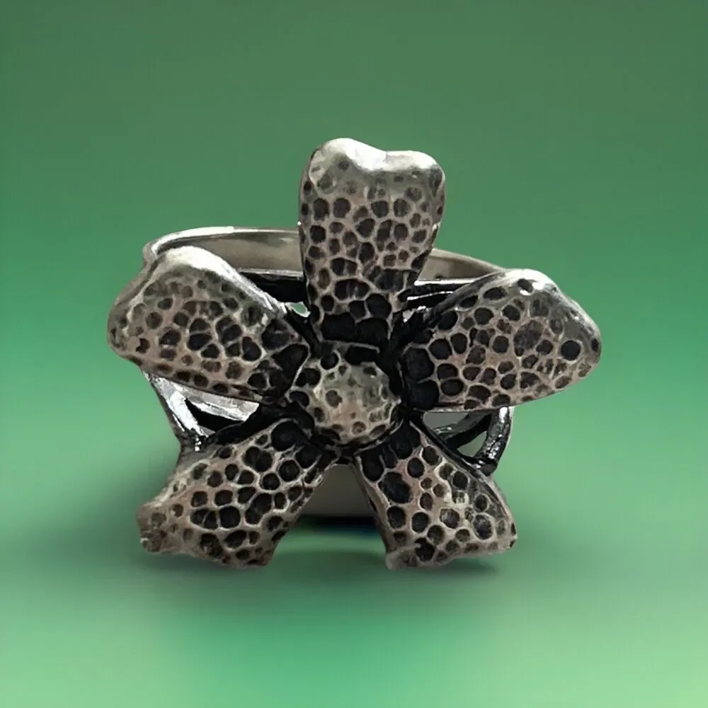 Silpada Textured Silver Floral Ring Sterlibg Silver - Picture 1 of 6